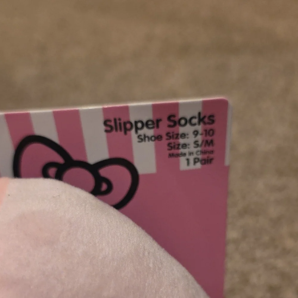 Hello Kitty Pink and Black Plush Slippers